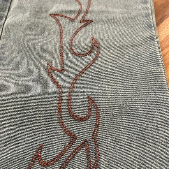 Le Lis Flame Embroidered Baggy Mom Jeans Sz S - Picture 4 of 11